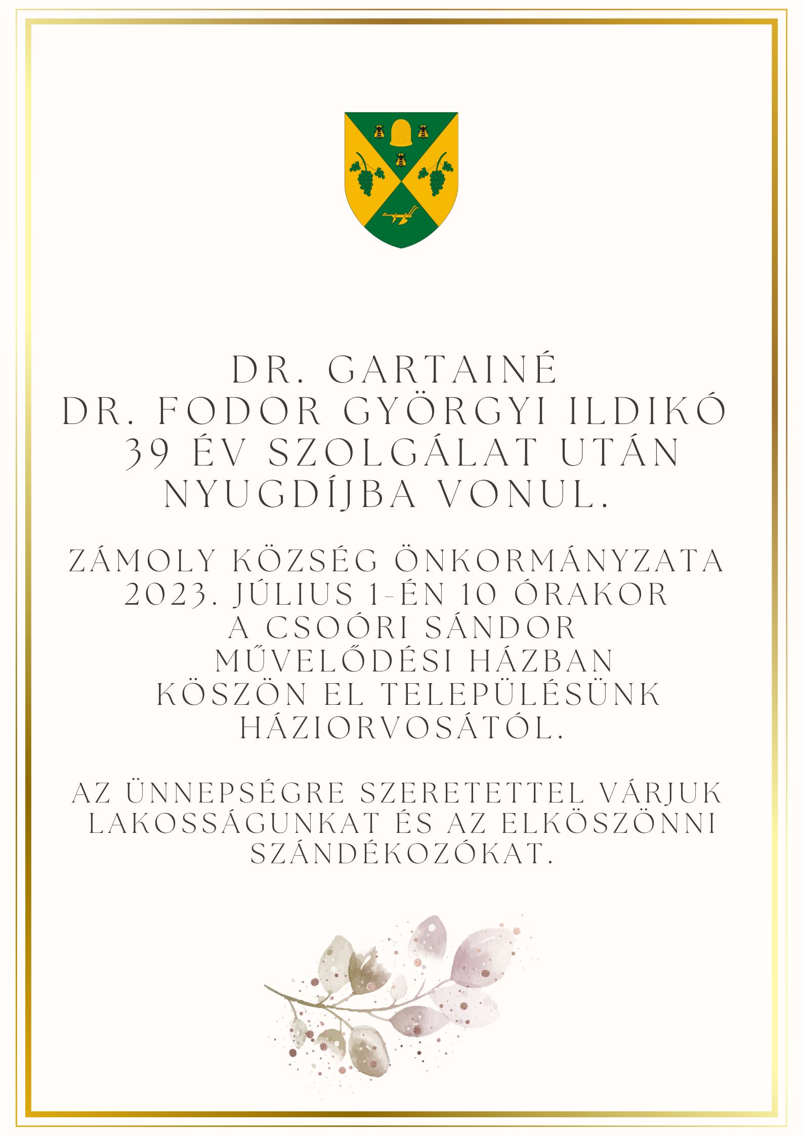 Dr. Gartainé dr. fodor Györgyi Ildikó köszöntése